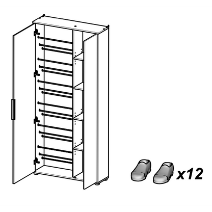 Zurich 2 Door Oak Large Tall Mirrored Shoe Storage Cabinet - FurniComp