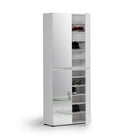 Vida 4 Door 80cm White Gloss Tall Mirrored Slim Shoe Storage Cabinet Cupboard - FurniComp