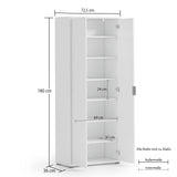 Universal Multi-Use White Gloss Tall 2 Door Storage Utility Cupboard Cabinet - FurniComp