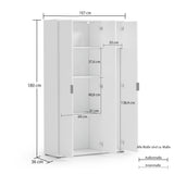 Universal Multi-Use White Gloss Tall 3 Door Storage Utility Cupboard Cabinet - FurniComp
