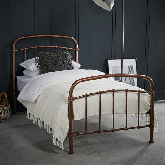 Hugo Industrial Style Copper Metal Frame Bed - FurniComp