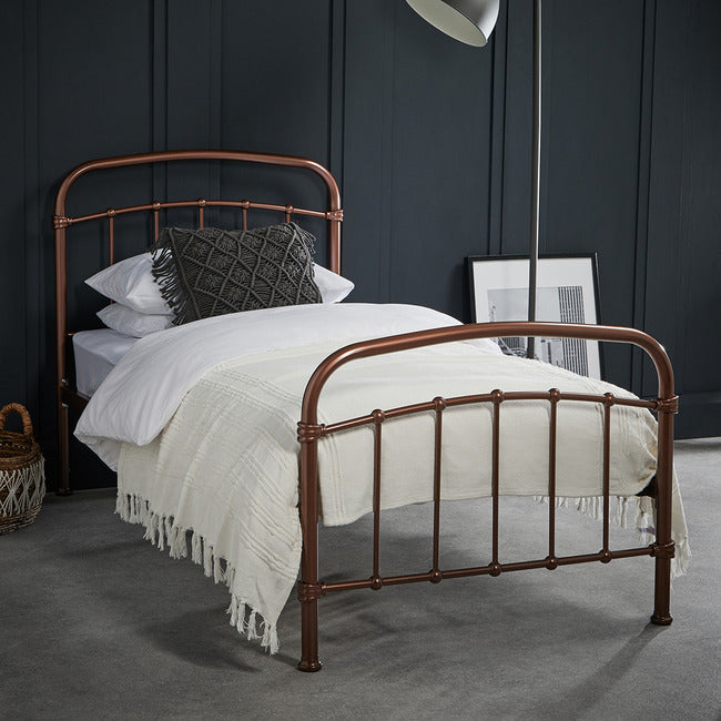Hugo Industrial Style Copper Metal Frame Bed - FurniComp
