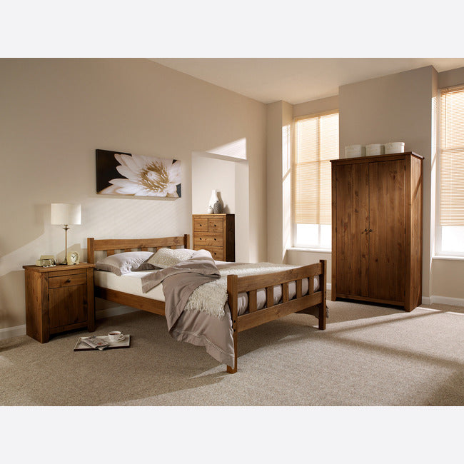 Reid Pine Effect Wooden Bed Frame - FurniComp