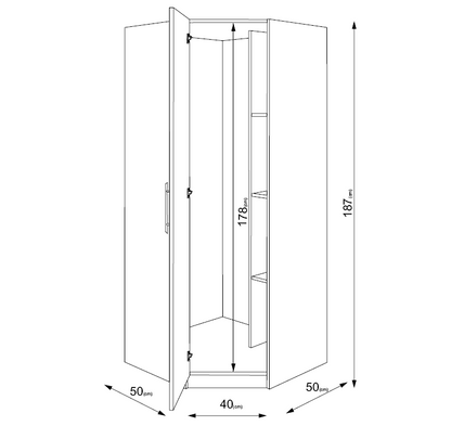 Aria/Louise 1 Door Oak Mirrored Corner Wardrobe - FurniComp