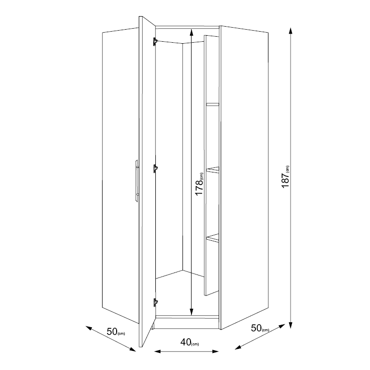 Olivia/Lily/Zoe 1 Door White Mirrored Corner Wardrobe - FurniComp