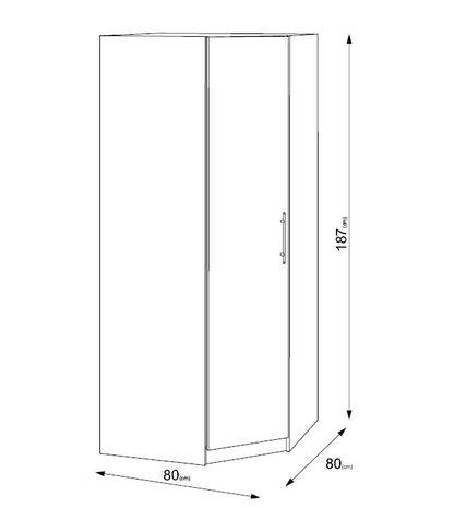Aria/Louise 1 Door Oak Mirrored Corner Wardrobe - FurniComp