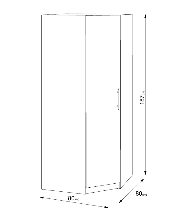 Ayla 1 Door Oak and White Gloss Corner Wardrobe - FurniComp