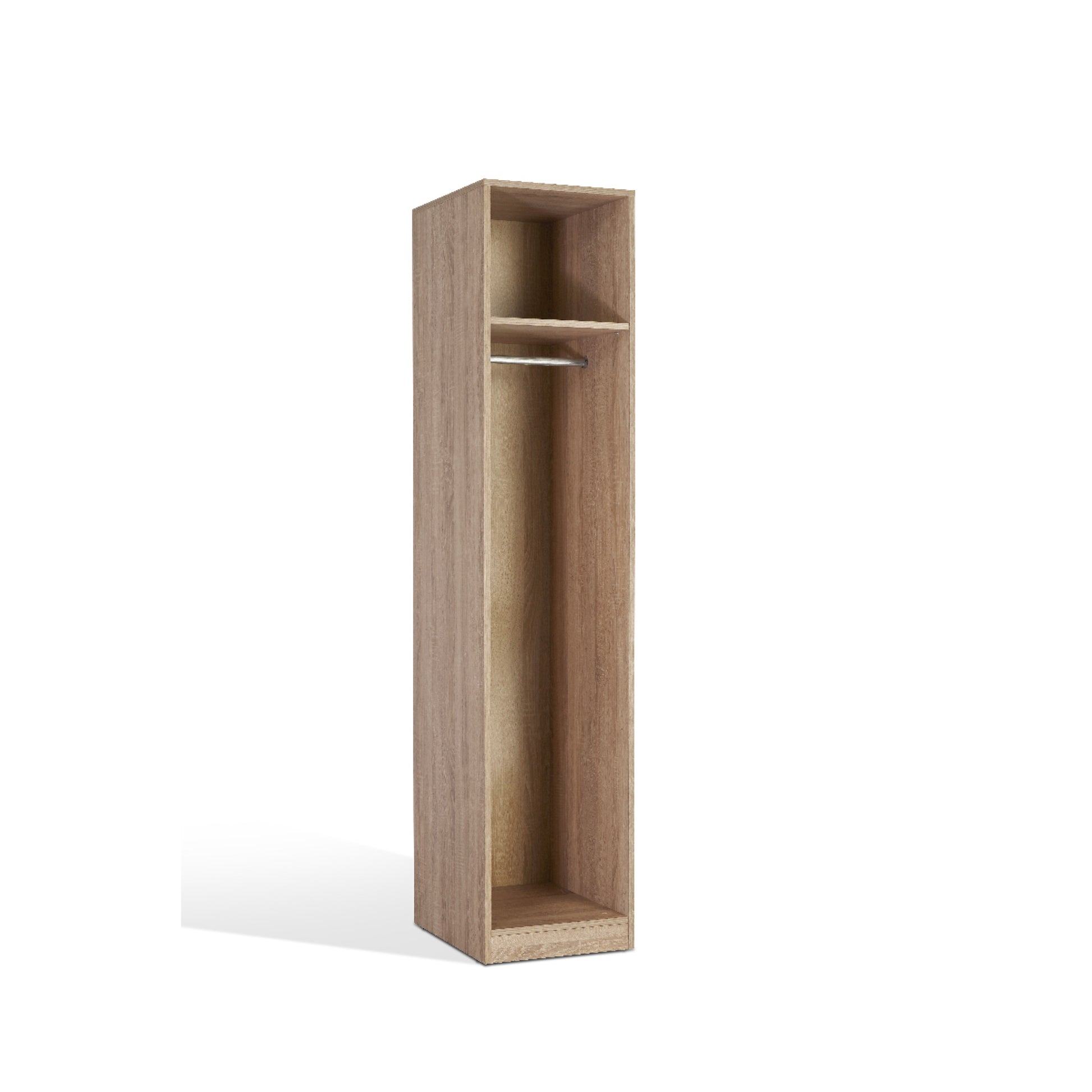 Ayla High Gloss White and Oak 1 Door Wardrobe - FurniComp