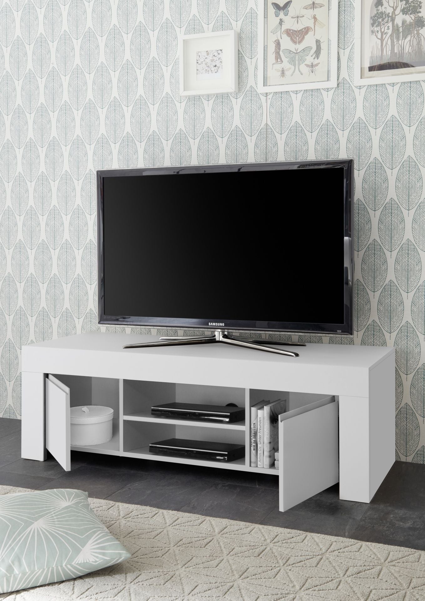 Roma Matt White 2 Door TV Unit - FurniComp