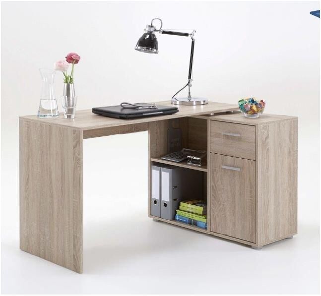 Turin Oak Flexible Corner Computer Desk Study Table Home Office Furniture - FurniComp