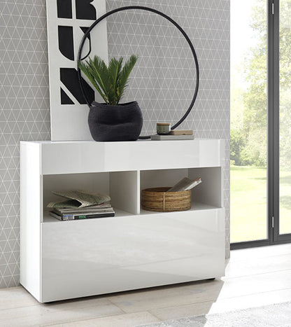 Napoli High Gloss White 1 Door 1 Drawer Sideboard - FurniComp