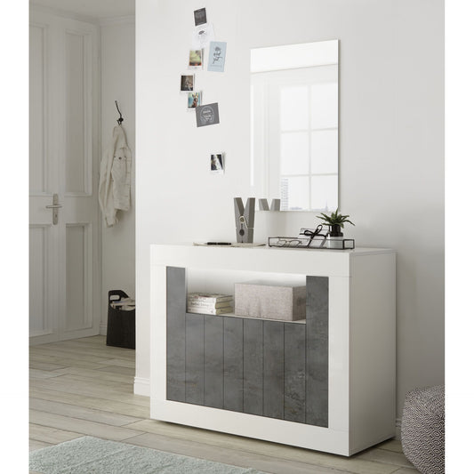 Siena 2 Door White Gloss and Anthracite Sideboard - FurniComp