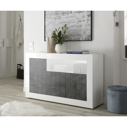 Siena 3 Door White Gloss and Anthracite Sideboard - FurniComp