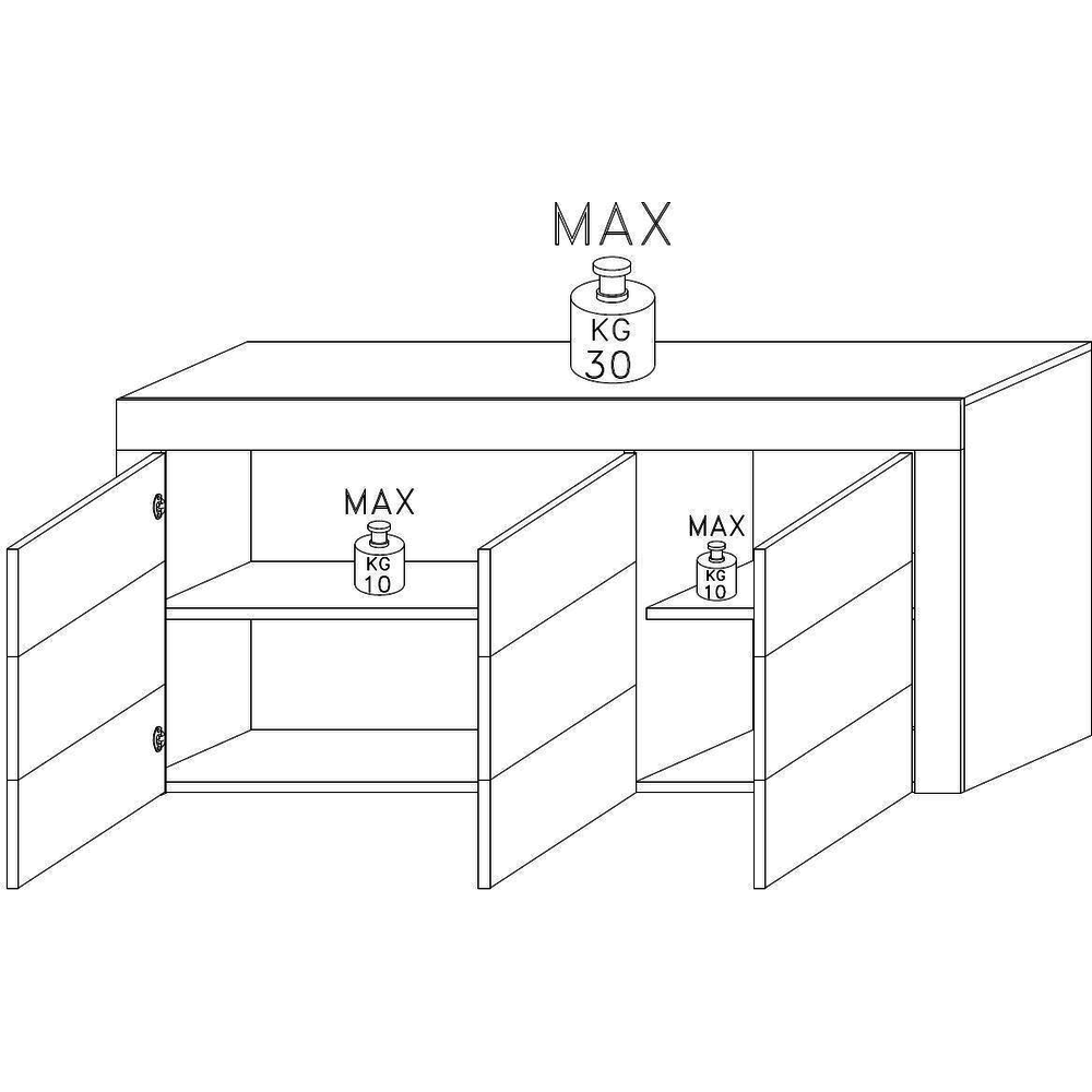 Milano 3 Door White Gloss Sideboard - FurniComp