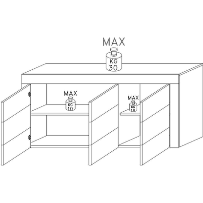 Milano 3 Door White Gloss and Grey Sideboard - FurniComp