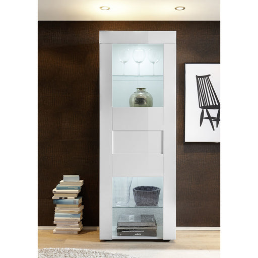 Milano 1 Door White Gloss Display Cabinet - FurniComp