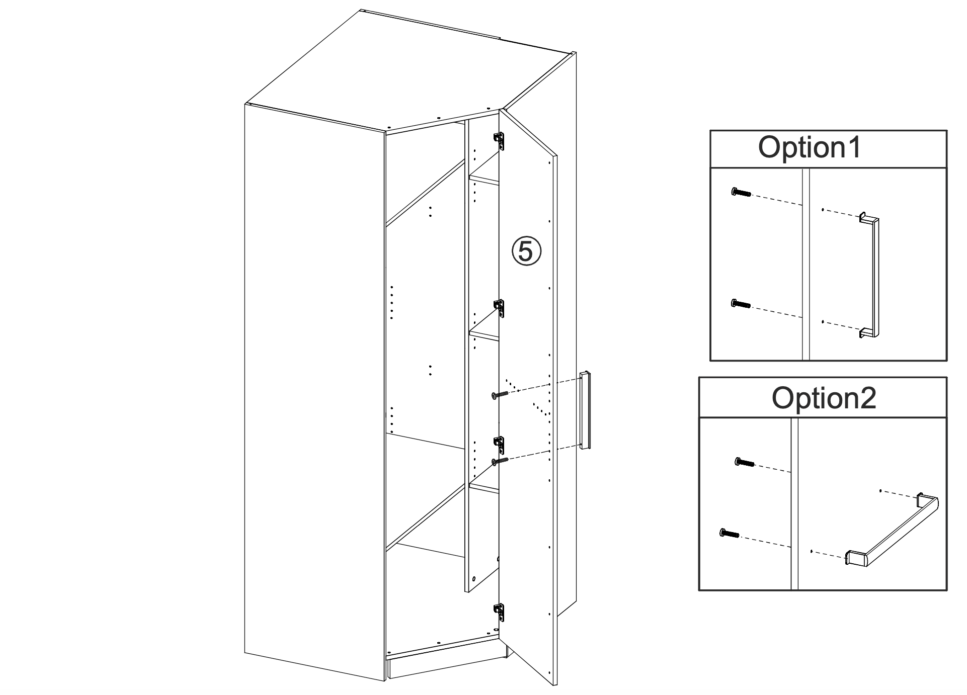 Denver 1 Door White Panelled Corner Wardrobe - FurniComp