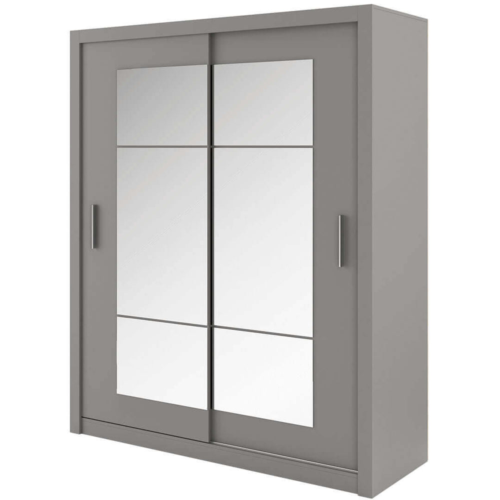 Austin 2 Door Grey 180cm Mirrored Sliding Door Wardrobe AU-02 - FurniComp