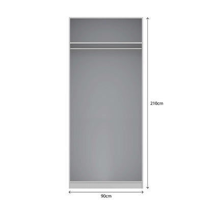 Joy 2 Door High Gloss White Mirrored Wardrobe - FurniComp