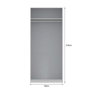 Denver 2 Door White Panelled Wardrobe - FurniComp