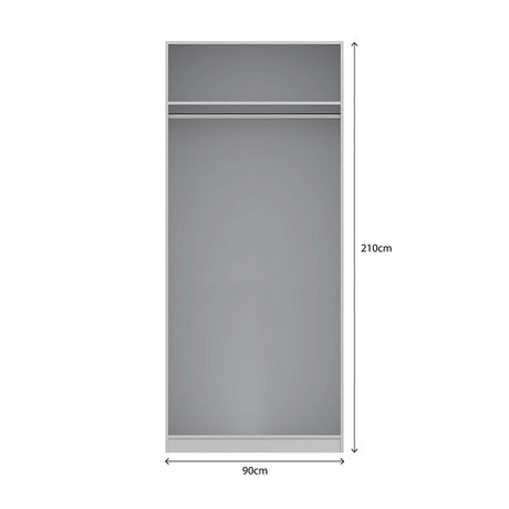 Denver 2 Door White Mirrored Panelled Wardrobe - FurniComp