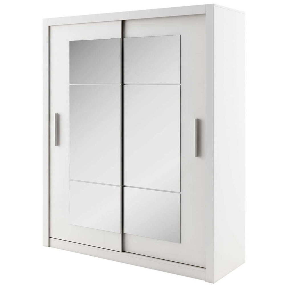 Austin 2 Door White 180cm Mirrored Sliding Door Wardrobe AU-02 - FurniComp