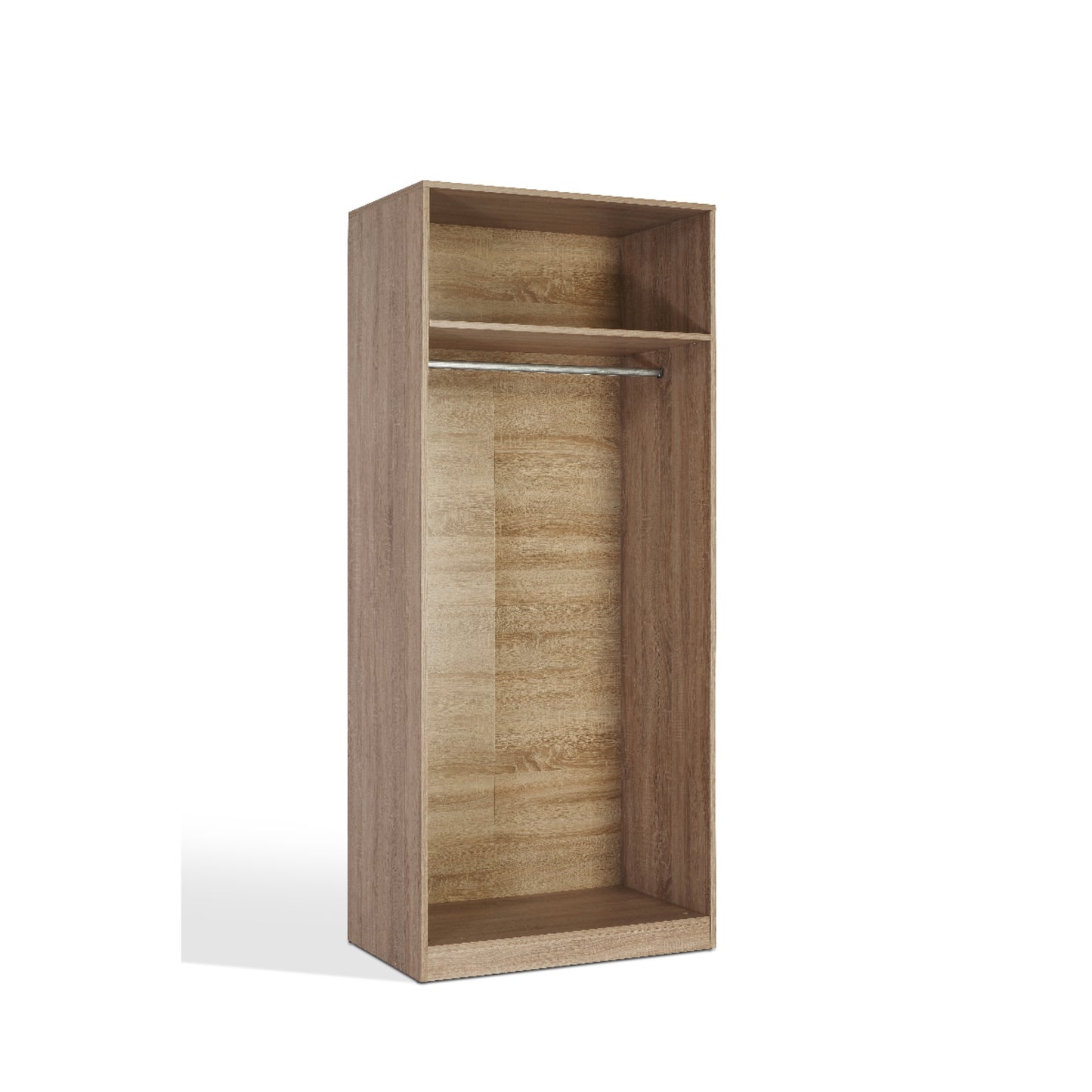 Ayla High Gloss White and Oak 2 Door Wardrobe - FurniComp