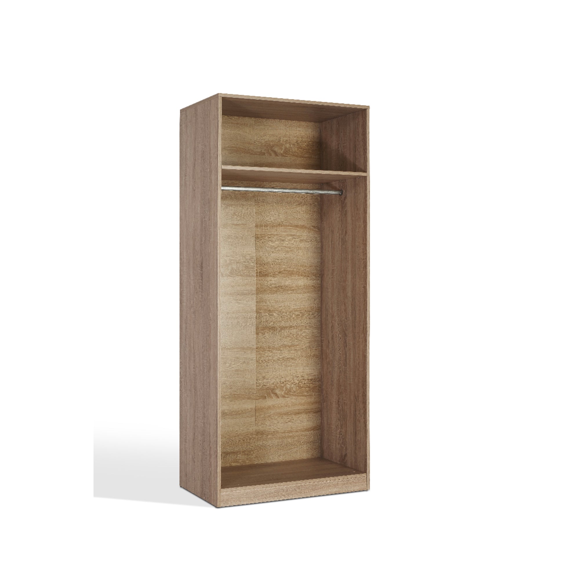 Ayla High Gloss White and Oak 2 Door Wardrobe - FurniComp