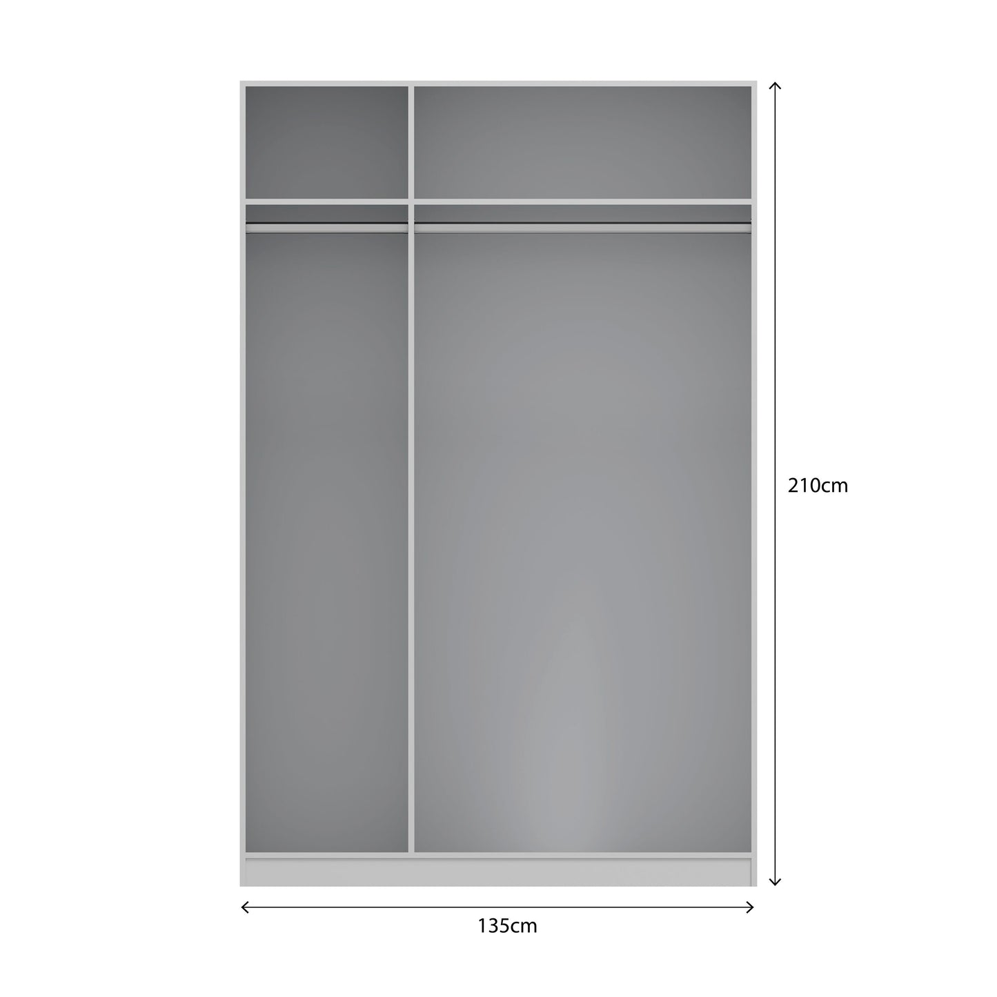 Denver 3 Door White Mirrored Panelled Wardrobe - FurniComp