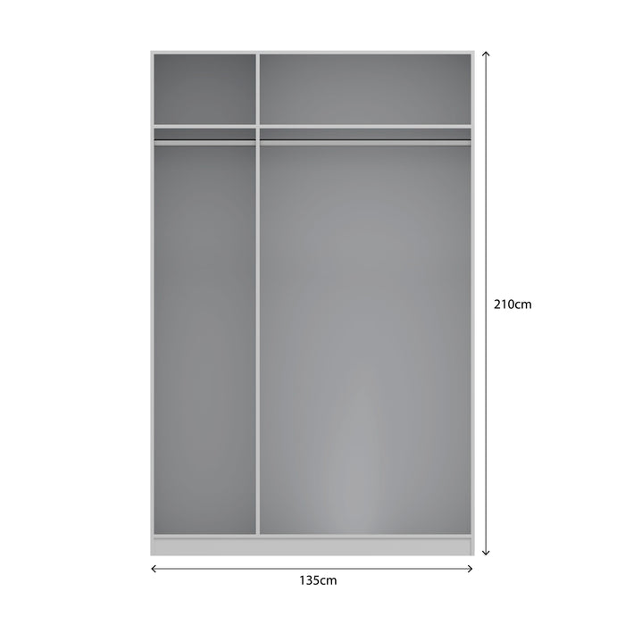 Brooke High Gloss Grey and White 3 Door Mirrored Wardrobe - FurniComp