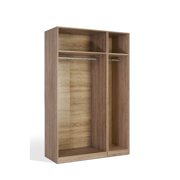 Louise Oak and White 3 Door Mirrored Wardrobe - FurniComp