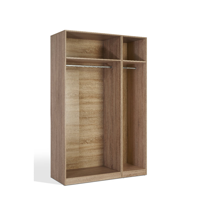 Lexi High Gloss Grey and Oak 3 Door Mirrored Wardrobe - FurniComp