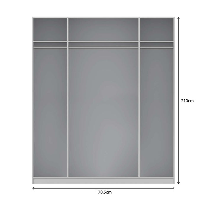 Georgia High Gloss Grey and Oak 4 Door Mirrored Wardrobe - FurniComp