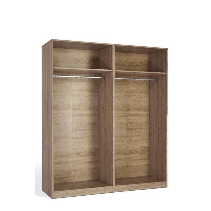 Aria Oak 4 Door Mirrored Wardrobe - FurniComp