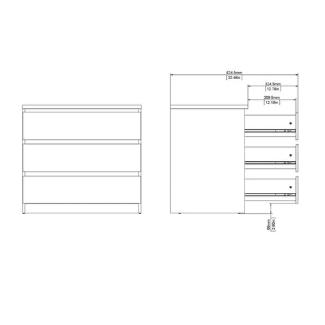 Alaska 3 Drawer Jackson Hickory Oak Chest of Drawer - FurniComp