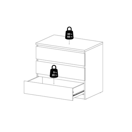 Alaska 3 Drawer Jackson Hickory Oak Chest of Drawer - FurniComp