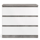 Alaska 3 Drawer White Gloss and Concrete Grey Chest of Drawer - FurniComp