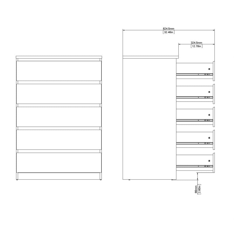 Alaska 5 Drawer Jackson Hickory Oak Chest of Drawer - FurniComp