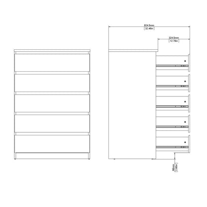 Alaska 5 Drawer Jackson Hickory Oak Chest of Drawer - FurniComp