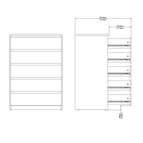 Alaska 5 Drawer Jackson Hickory Oak Chest of Drawer - FurniComp