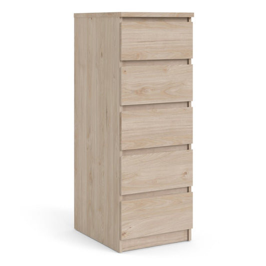 Alaska Tall Narrow Jackson Hickory Oak 5 Drawer Chest of Drawer - FurniComp