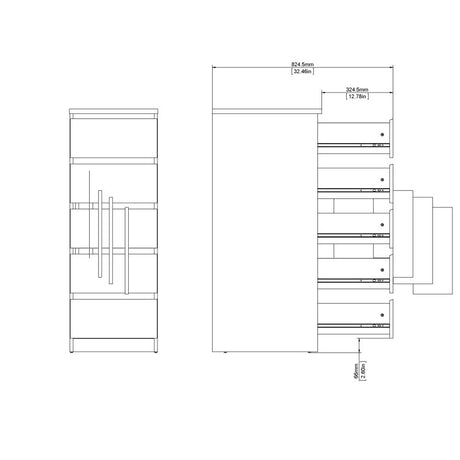 Alaska Tall Narrow Jackson Hickory Oak 5 Drawer Chest of Drawer - FurniComp
