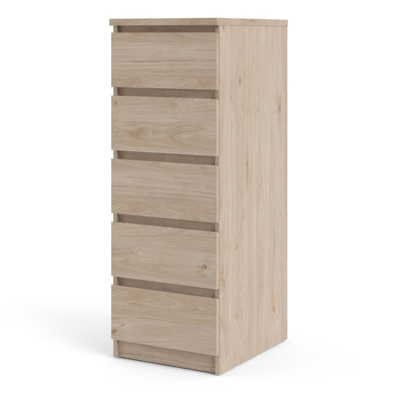 Alaska Tall Narrow Jackson Hickory Oak 5 Drawer Chest of Drawer - FurniComp