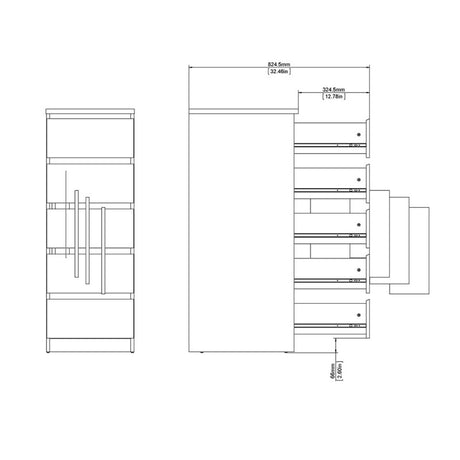 Alaska Narrow Matt Black 5 Drawer Chest of Drawer - FurniComp