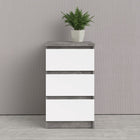 Alaska White Gloss and Concrete Grey 3 Drawer Bedside - FurniComp