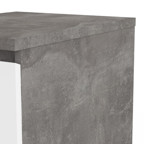 Alaska White Gloss and Concrete Grey 3 Drawer Bedside - FurniComp