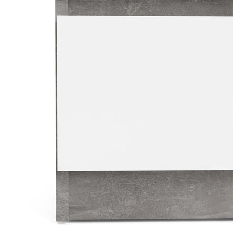 Alaska White Gloss and Concrete Grey 3 Drawer Bedside - FurniComp