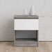 Alaska White Gloss and Concrete Grey 1 Drawer 1 Shelf Bedside - FurniComp