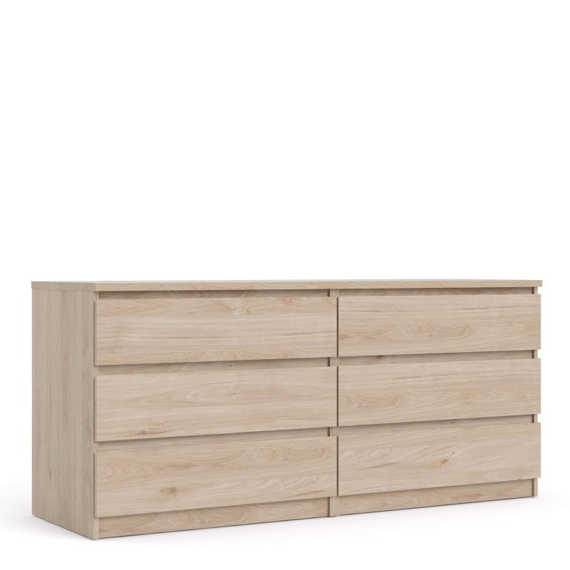 Alaska Wide Jackson Hickory Oak 6 Drawers (3+3) Chest of Drawer - FurniComp