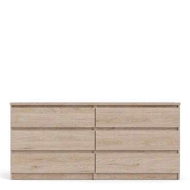 Alaska Wide Jackson Hickory Oak 6 Drawers (3+3) Chest of Drawer - FurniComp